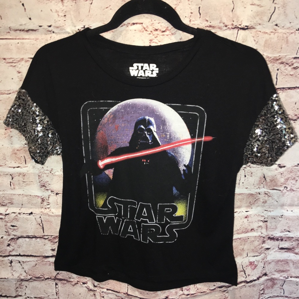 NWT!! Star Wars sequin glitter XS  Darth Vader top